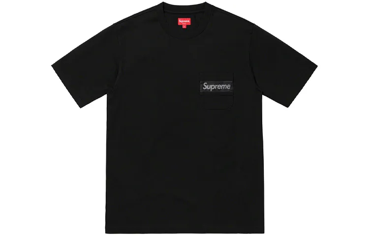 Supreme SS19 Mesh Stripe Pocket Tee Black T Shirt Unisex Black