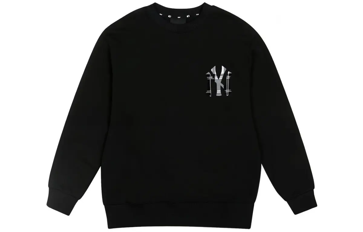 MLB New York Yankees Sweatshirts Unisex Black Crew Neck Moderate Straight Fit