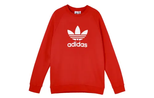 Adidas Originals Trefoil Sweatshirts Men's Red Crew Neck Moderate Regular