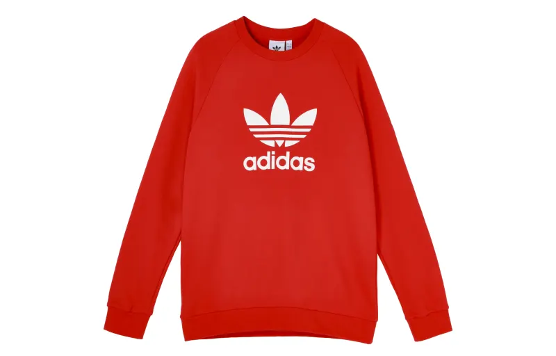 Adidas Originals Trefoil Sweatshirts Men's Red Crew Neck Moderate Regular