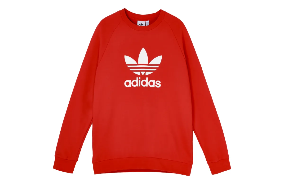 Adidas Originals Trefoil Sweatshirts Men's Red Crew Neck Moderate Regular