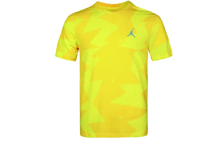 Jordan T-Shirts Men's Yellow Crew Neck Moderate Straight Fit