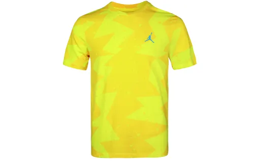 Jordan T Shirts Men's Yellow Crew Neck Moderate Straight Fit