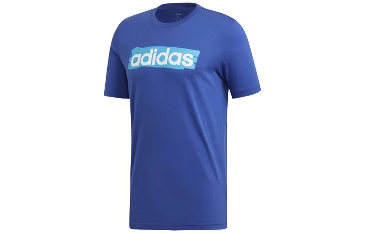 Adidas ESSENTIALS T-Shirts Men's Blue Crew Neck Moderate Straight Fit