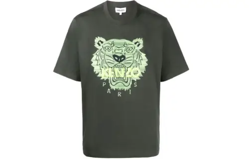 KENZO T Shirts Men's Green Crew Neck Moderate Straight Fit
