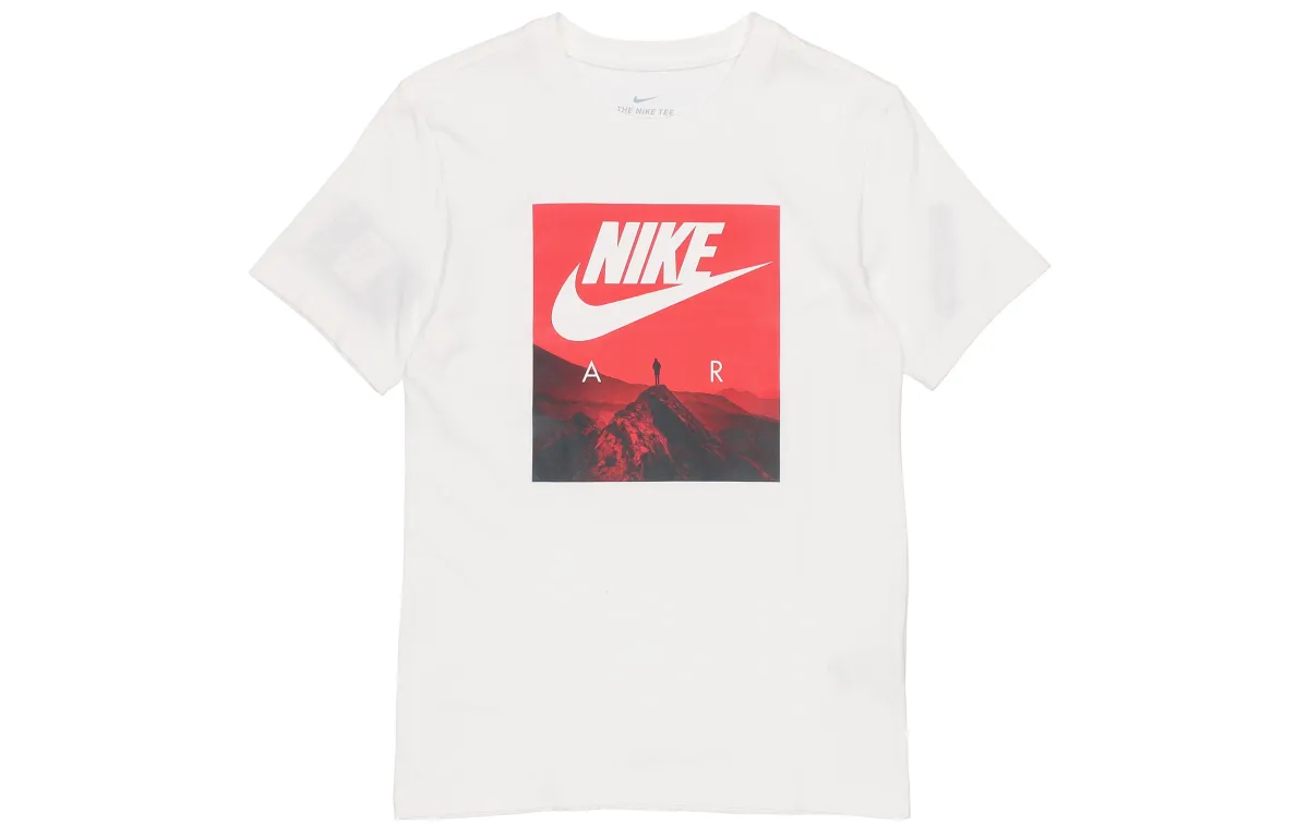 Nike T-Shirts Men's White Crew Neck Moderate Straight Fit