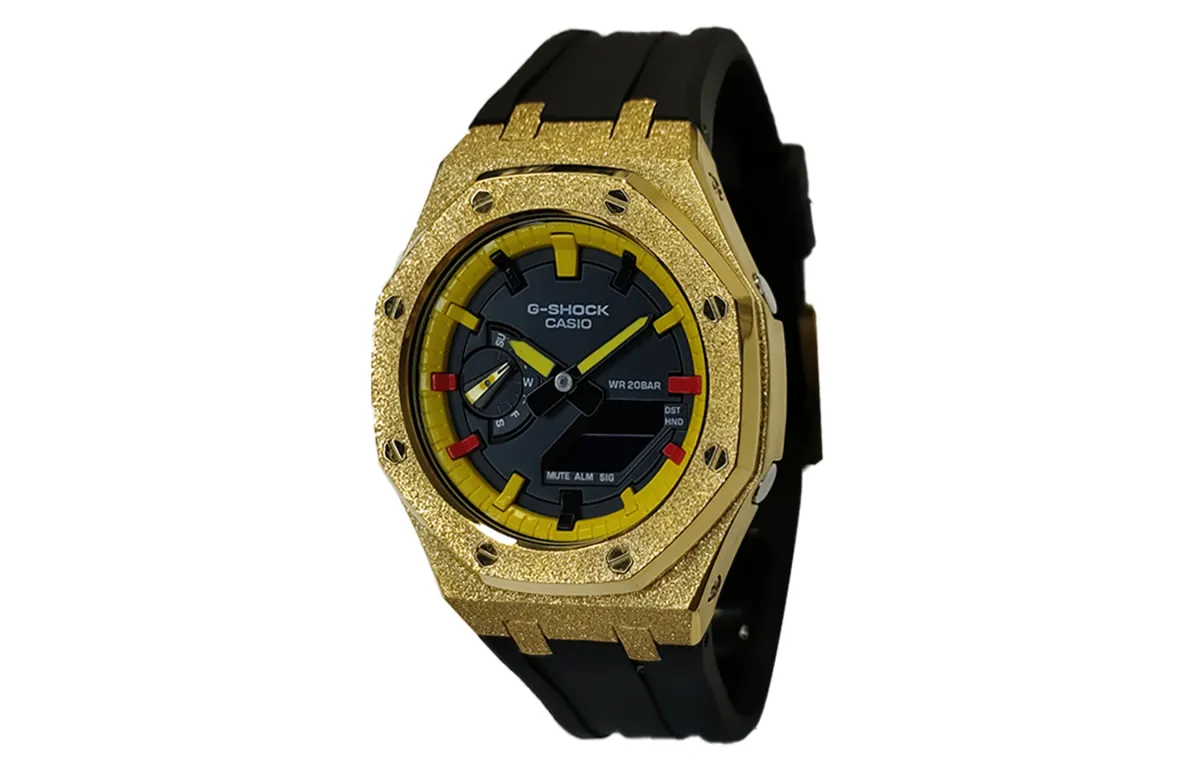 CASIO Custom Collection Electronic Movement Fluoroelastomer Strap Watch Men's Watches Black Dial