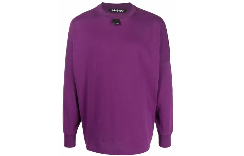 PALM ANGELS Oversized Blurry Logo Long Sleeve T Shirt