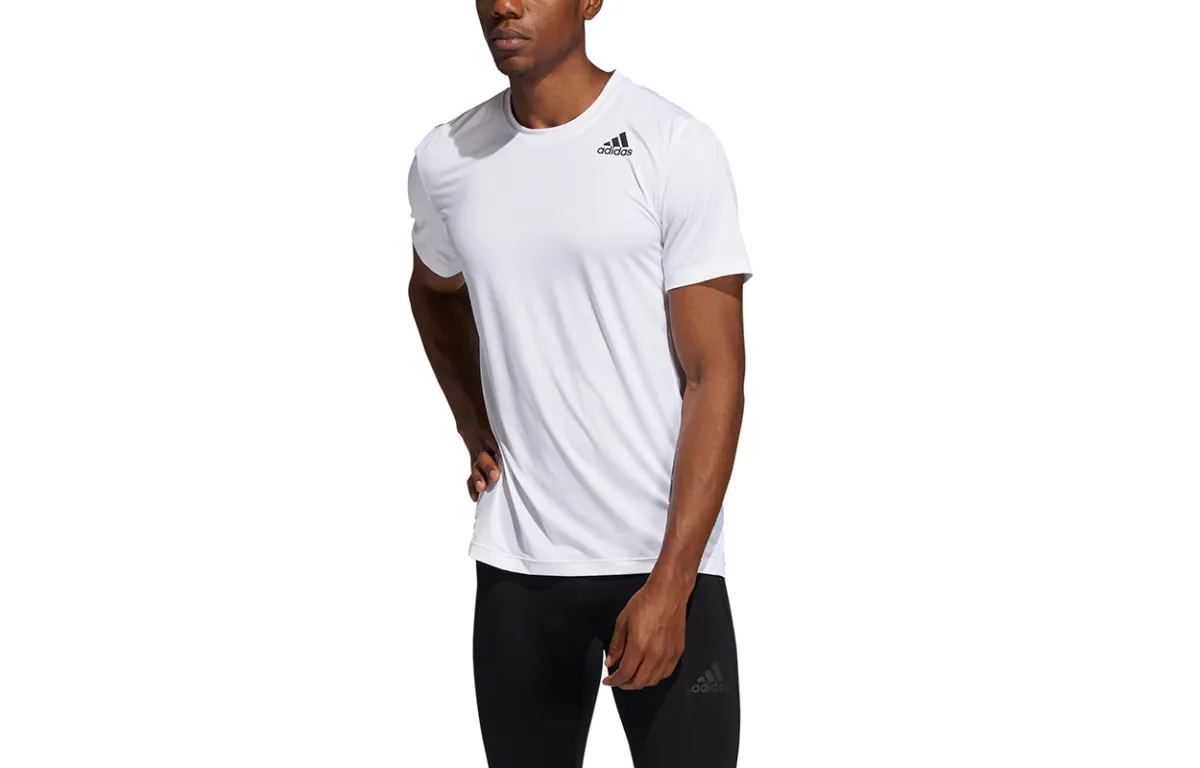 Adidas T-Shirts Men's White Crew Neck Moderate Straight Fit