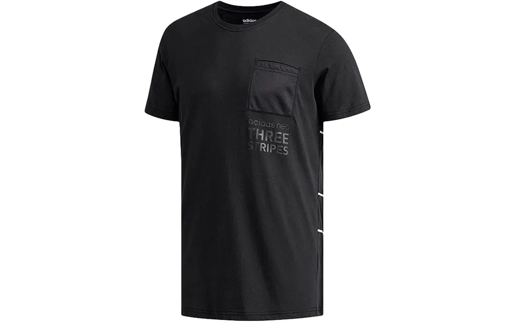 Adidas Neo T Shirts Men's Black Crew Neck Moderate Straight Fit