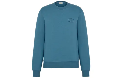 DIOR Quarterly New Products Sweatshirts Men's Blue Crew Neck Moderate Regular
