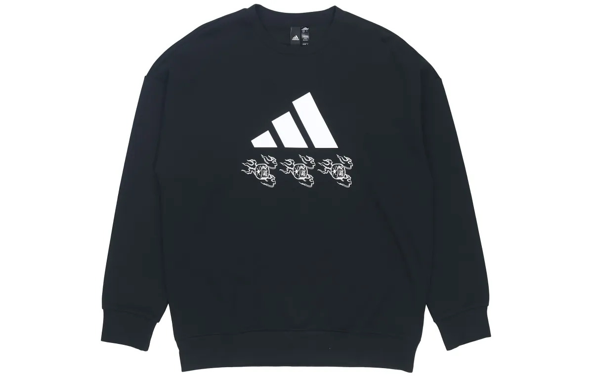 Adidas Sweatshirts Men's Black Crew Neck Moderate Straight Fit