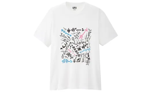 UNIQLO T Shirts Unisex White Crew Neck Moderate Straight Fit