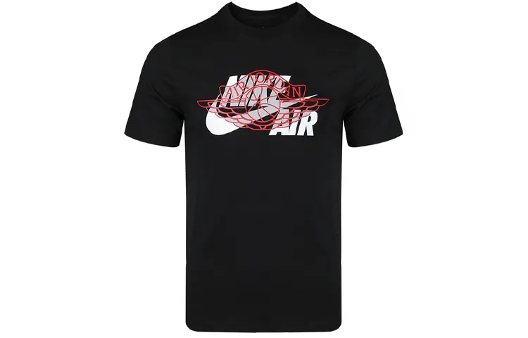 Jordan Air T Shirts Men's Black Crew Neck Moderate Straight Fit
