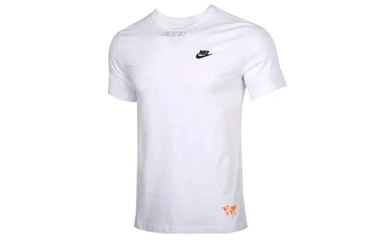 Nike T-Shirts Men's White Crew Neck Moderate Straight Fit