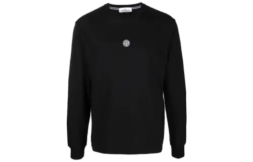 STONE ISLAND T Shirts Men's Black Crew Neck Moderate Straight Fit