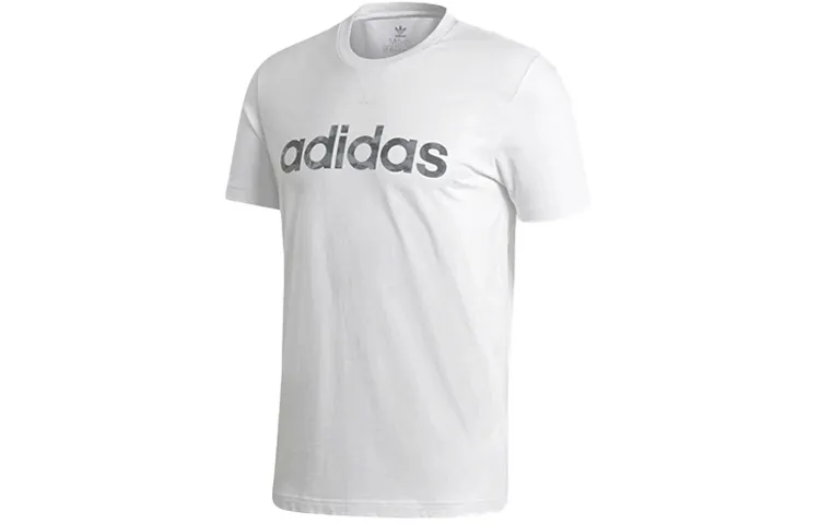 Adidas T-Shirts Men's White Crew Neck Moderate Straight Fit