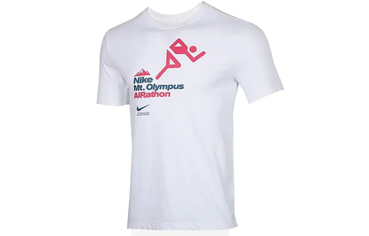 Nike T-Shirts Men's White Crew Neck Moderate Straight Fit