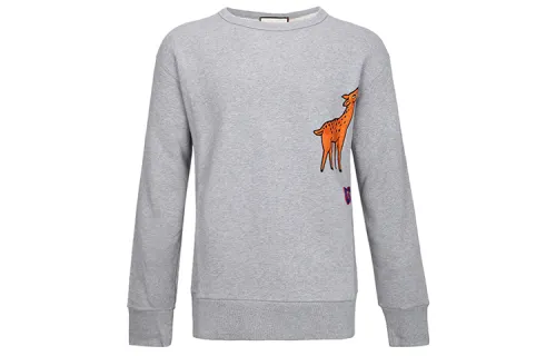GUCCI Sweatshirts Men's Gray Crew Neck Moderate Regular