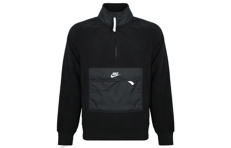 Nike Sweatshirts Men's Black Stand Collar Moderate Regular
