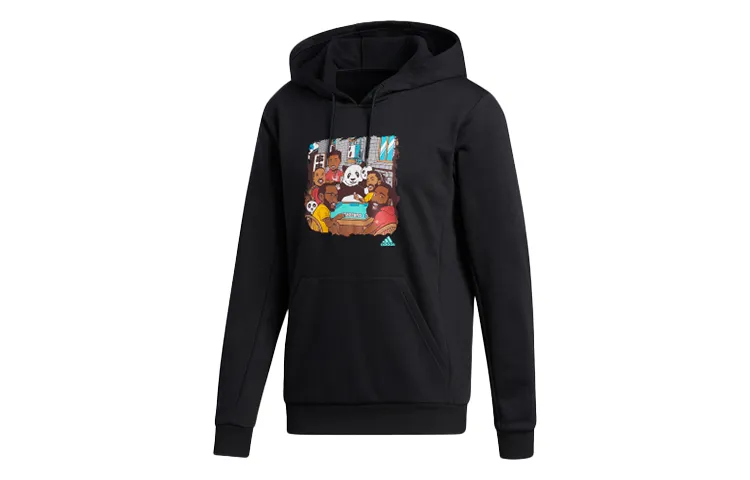 Adidas Sweatshirts Men's Black Hooded Moderate Regular
