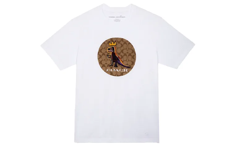 COACH T-Shirts Men's White Crew Neck Moderate Straight Fit