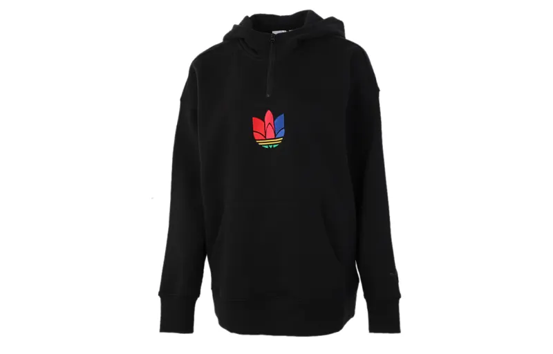 Adidas Originals Trefoil Sweatshirts Women's Black Hooded Thickened Regular