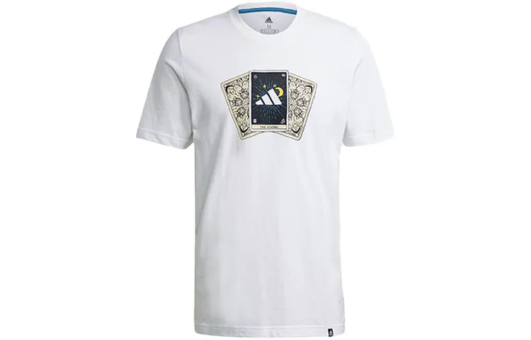Adidas T-Shirts Men's White Crew Neck Moderate Straight Fit