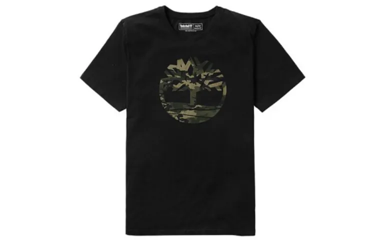 Timberland Drop Shoulder Sleeve T Shirt Men's Black