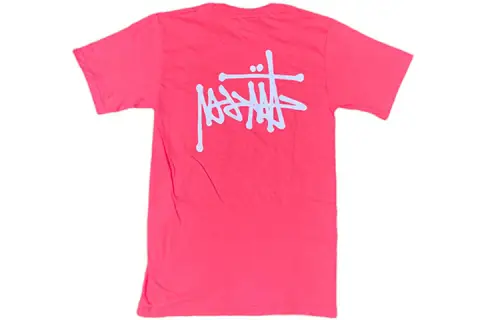 Stussy T Shirts Unisex Rose Red Crew Neck Moderate Straight Fit