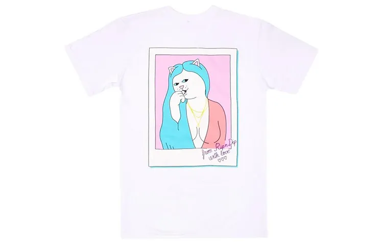 RIPNDIP T Shirts Men's White Crew Neck Moderate Straight Fit