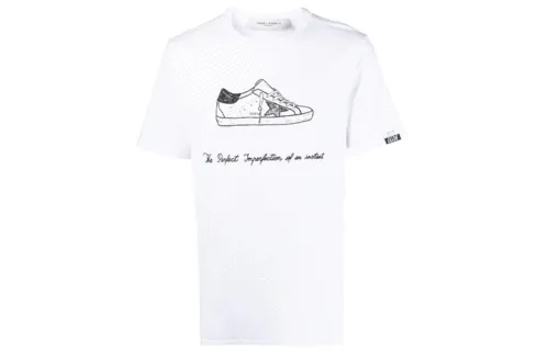 Golden Goose T Shirts Men's White Crew Neck Moderate Straight Fit