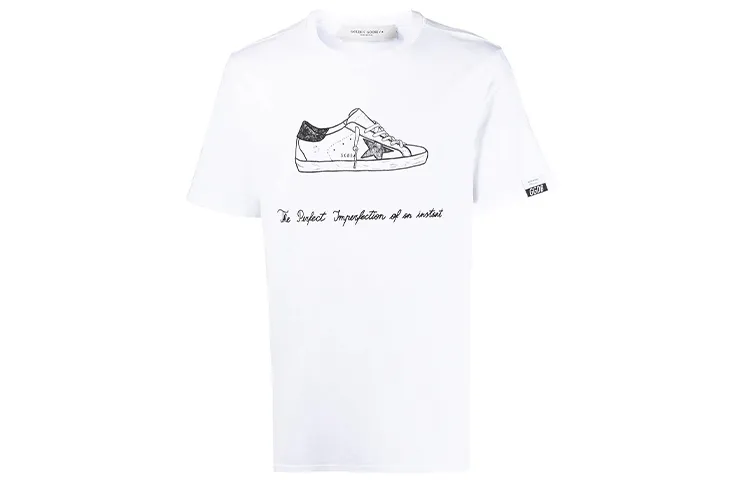 Golden Goose T Shirts Men's White Crew Neck Moderate Straight Fit