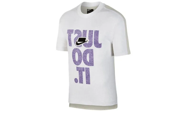 Nike T-Shirts Men's White Crew Neck Moderate Straight Fit