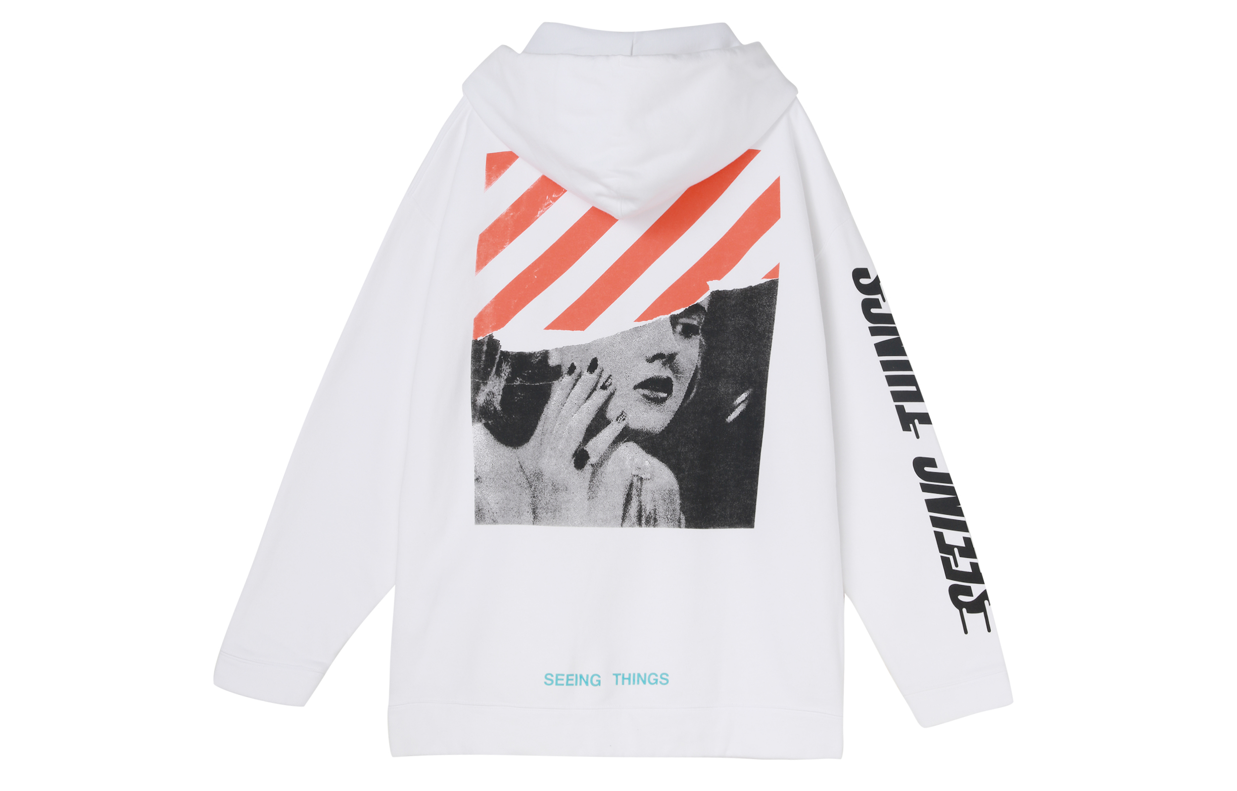 OFF-WHITE Men Printing Classic Hooded Sweatshirt White