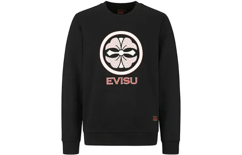 EVISU Sweatshirts Men's Black Crew Neck Moderate Regular