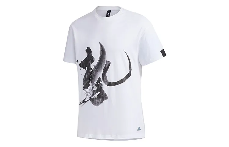 Adidas T-Shirts Men's White Crew Neck Moderate Straight Fit