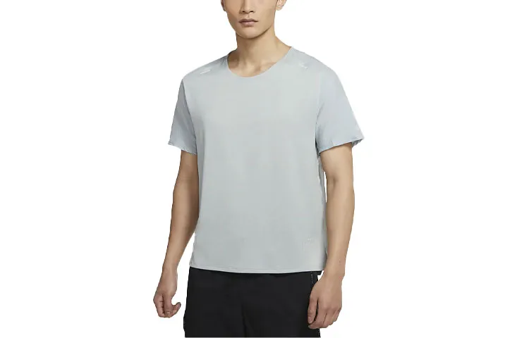 Nike T-Shirts Men's Gray Crew Neck Moderate Straight Fit