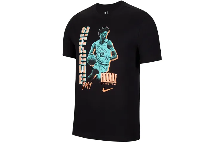 Nike T-Shirts Men's Black Crew Neck Moderate Straight Fit
