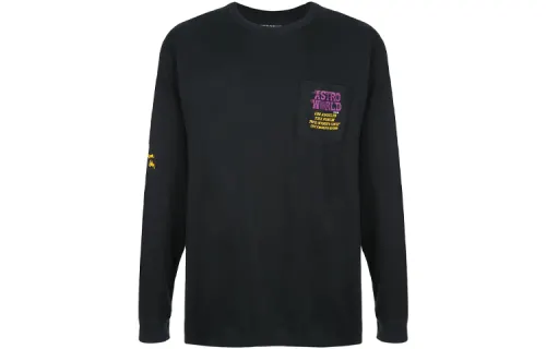 Travis Scott T Shirts Men's Black Crew Neck Moderate Straight Fit