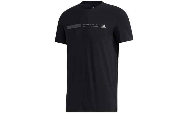 Adidas T-Shirts Men's Black Crew Neck Moderate Straight Fit