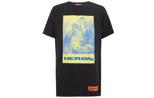 HERON PRESTON T Shirts Men's Black Crew Neck Moderate Straight Fit