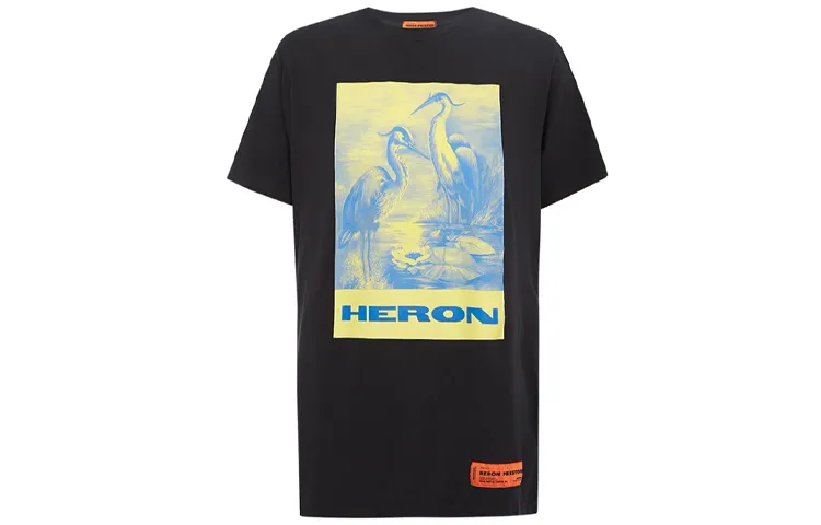 HERON PRESTON T Shirts Men's Black Crew Neck Moderate Straight Fit