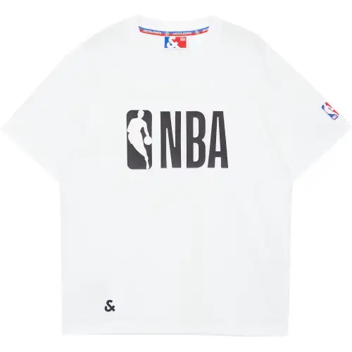 JACK JONES Jack Jones × NBA spring and summer series logoman three-dimensional printing loose texture casual sports high street commuting round neck European and American clothes trendy versatile short-sleeved T-shirts for men and women