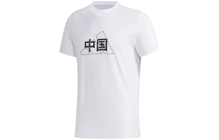 Adidas T-Shirts Men's White Crew Neck Moderate Straight Fit