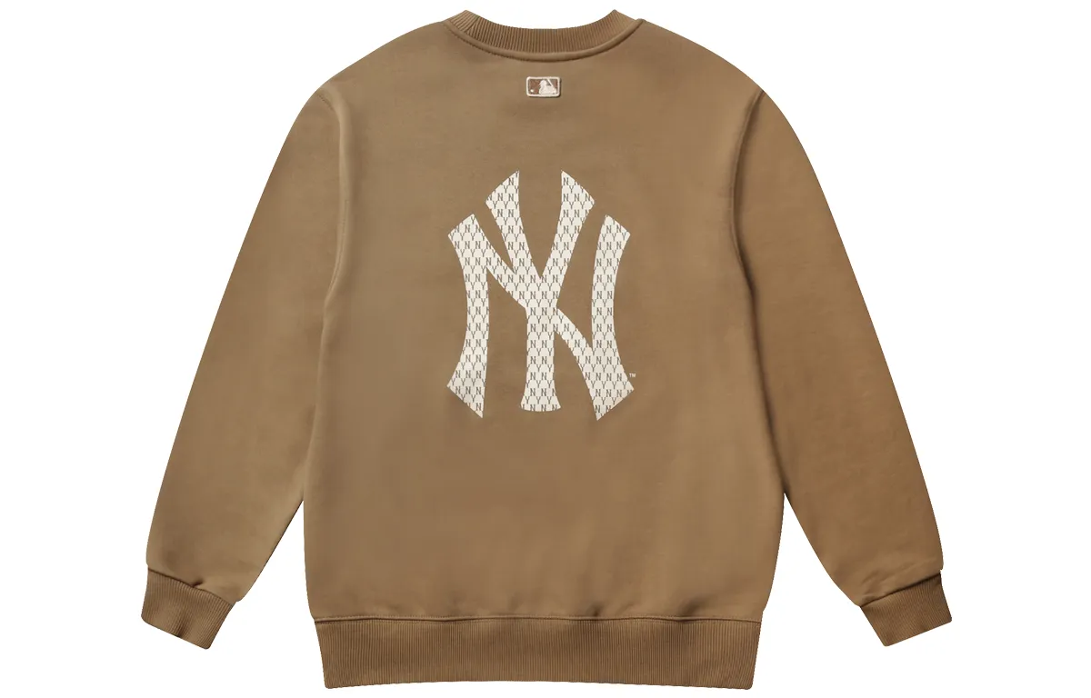 MLB Monogram Sweatshirts Unisex Khaki Crew Neck Moderate