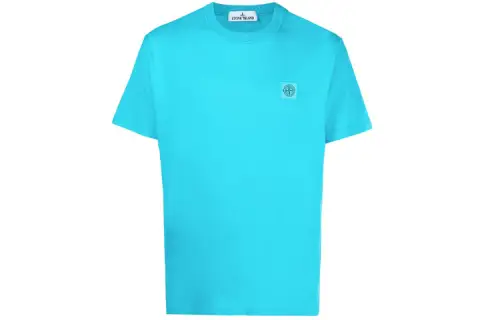 STONE ISLAND T Shirts Men's Blue Crew Neck Moderate Straight Fit