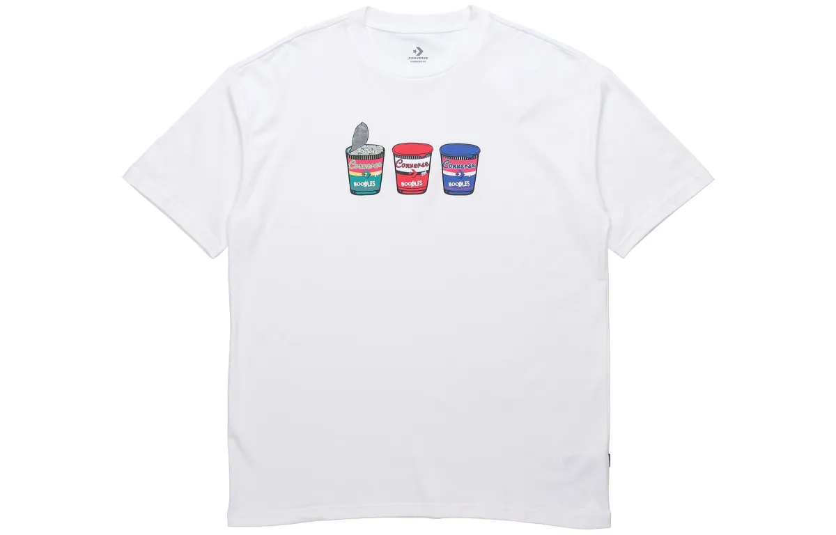Converse T-Shirts Unisex White Crew Neck Moderate Straight Fit