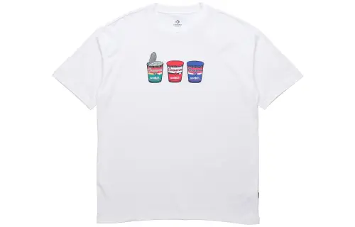 Converse T Shirts Unisex White Crew Neck Moderate Straight Fit