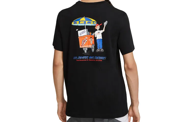 Nike T-Shirts Men's Black Crew Neck Moderate Straight Fit